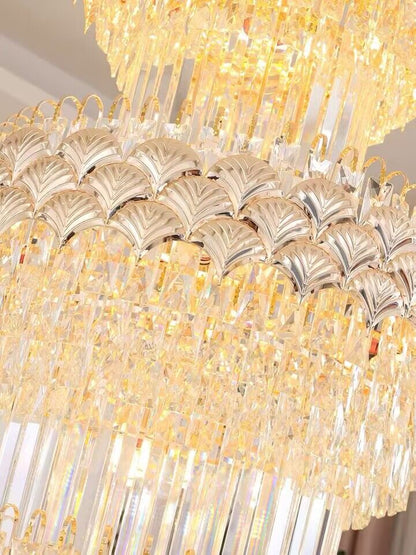 Patine Multi-layers Gold Crystal Chandelier