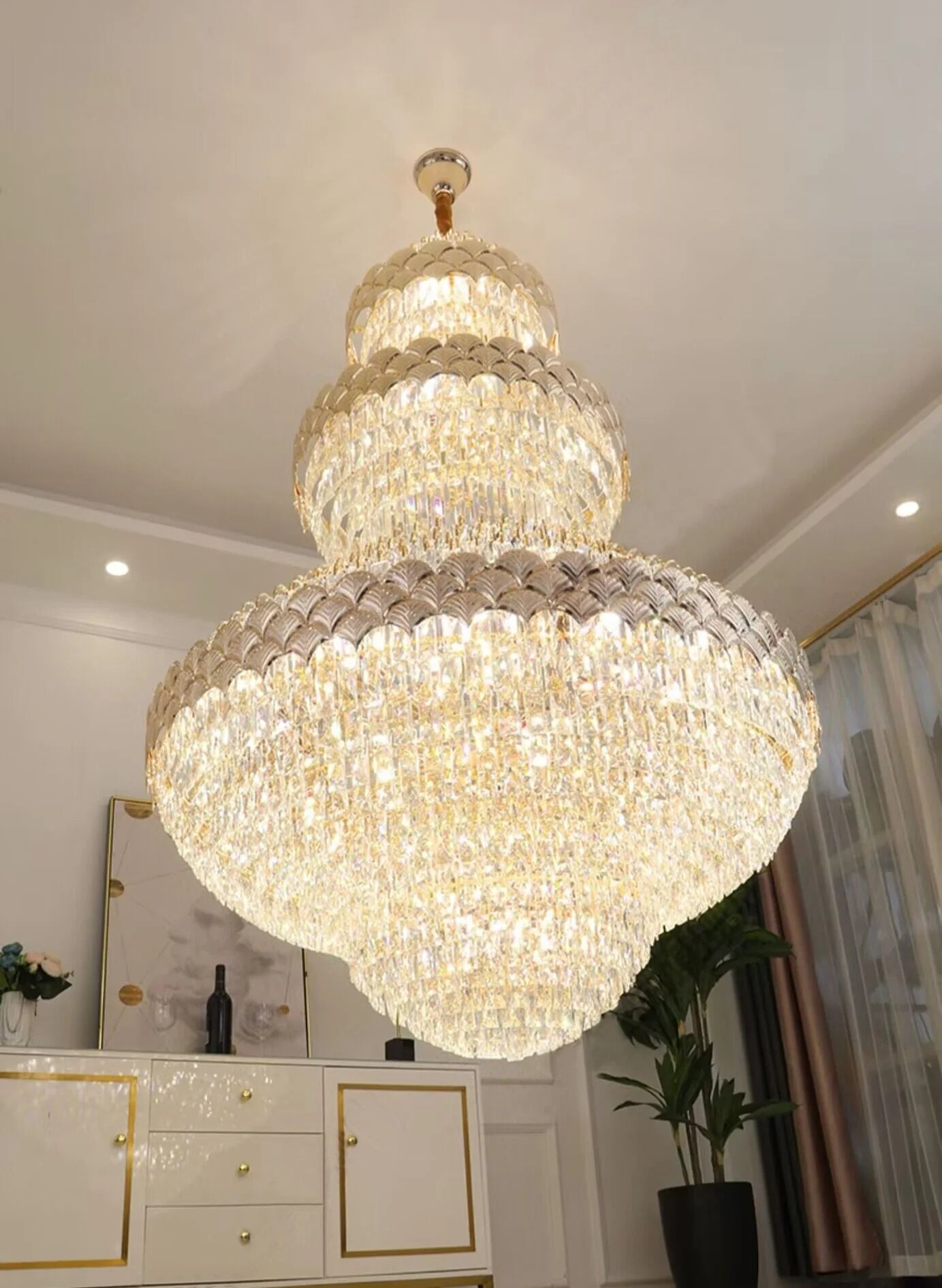 Patine Multi-layers Gold Crystal Chandelier