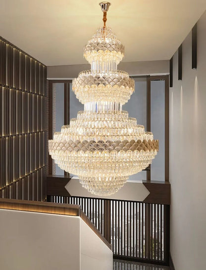 Patine Multi-layers Gold Crystal Chandelier
