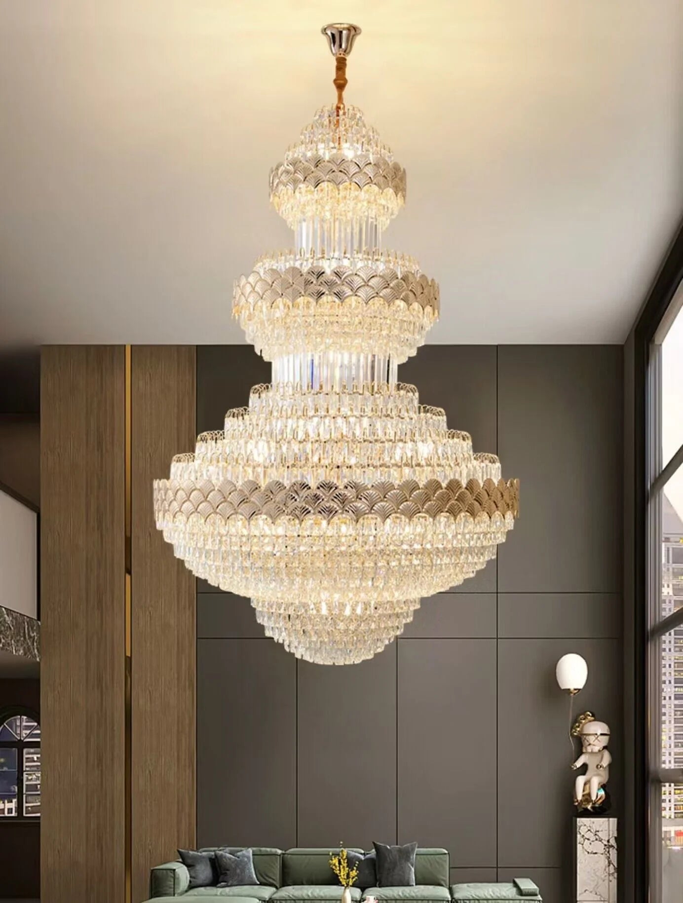 Patine Multi-layers Gold Crystal Chandelier