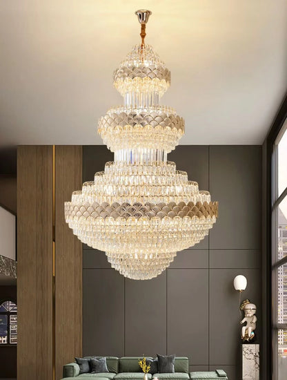Patine Multi-layers Gold Crystal Chandelier