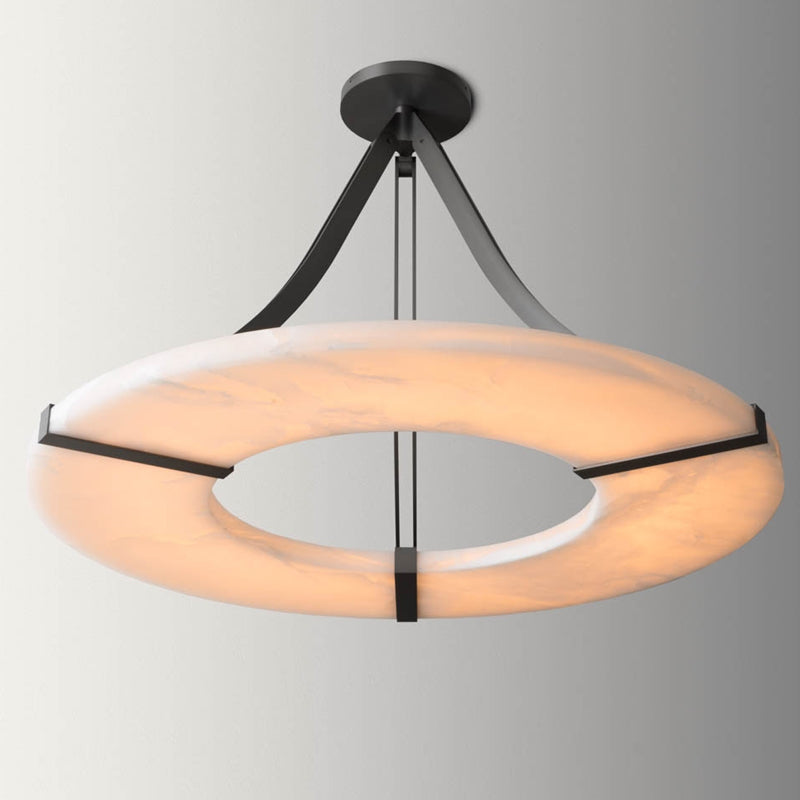 Nova Alabaster Round Plate Ceiling Chandelier