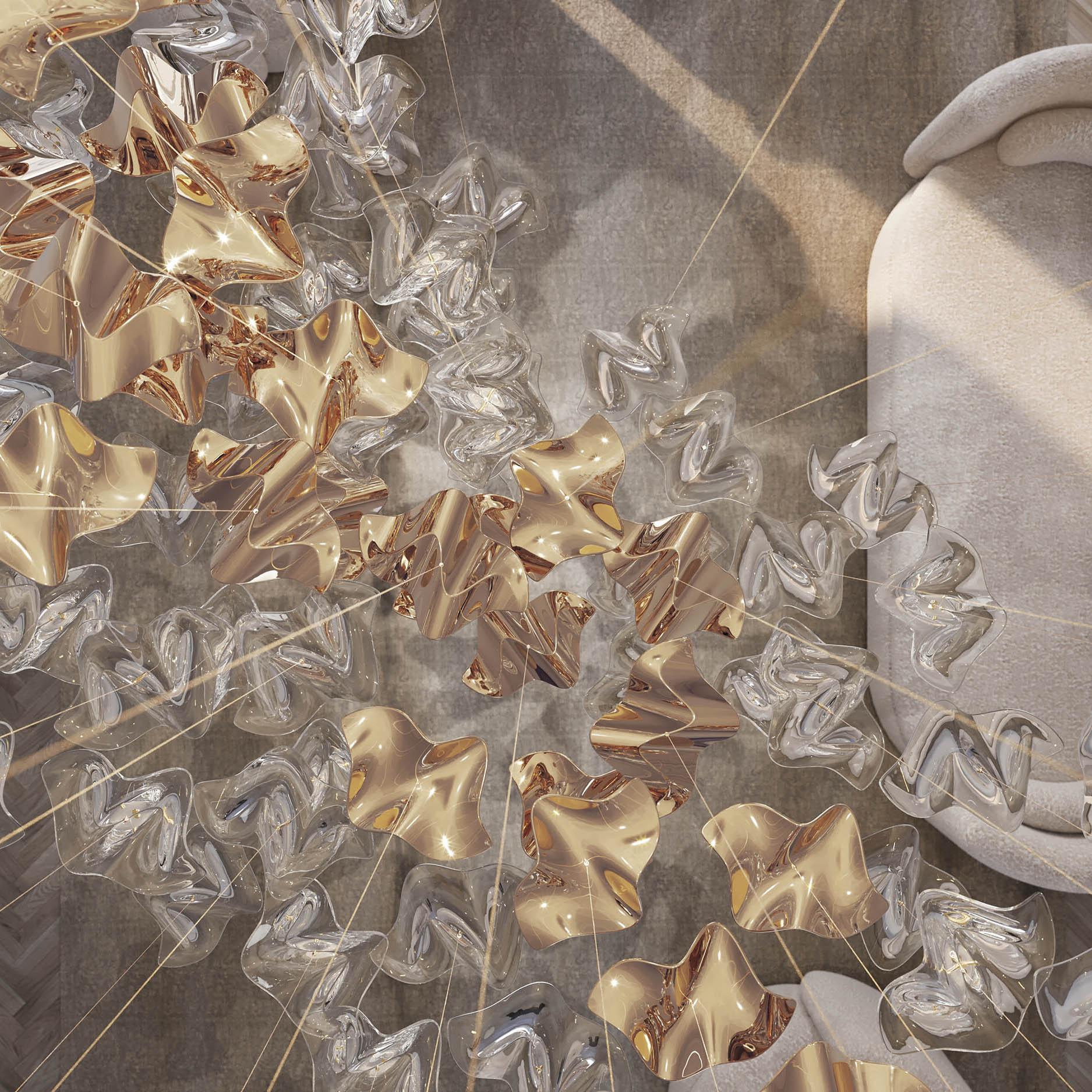 Sand sea Square Glass Spiral Chandelier