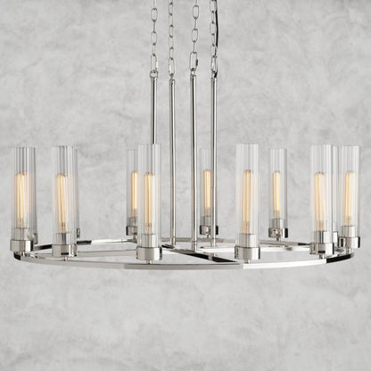 12 Light / Nickle Andreas Round Chandelier 10/ 12 Light