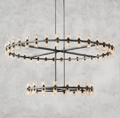 Bronze Arcachon LED Round Two-Tier Chandelier 60"