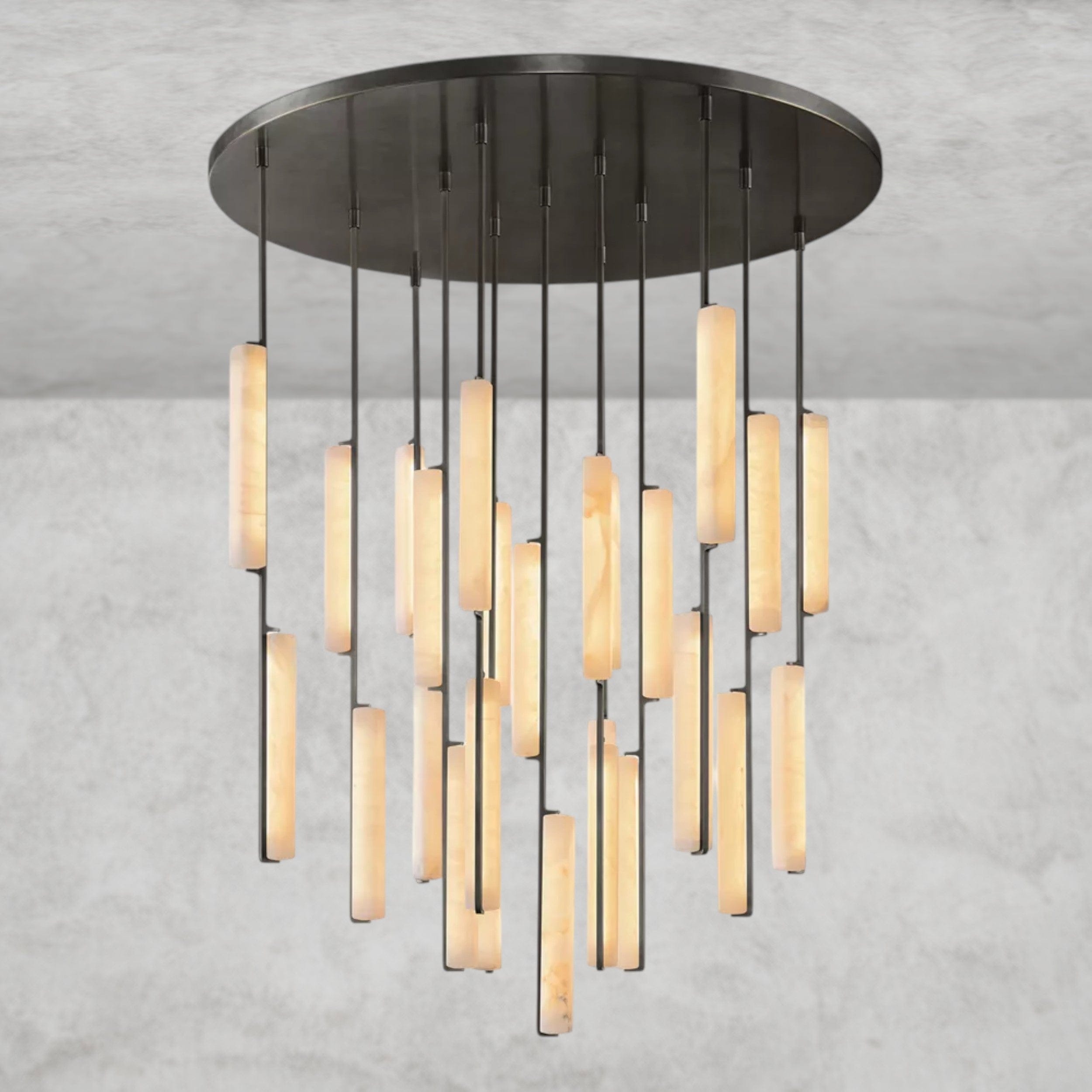 56" / Bronze Audubon Alabaster Round Chandelier 24", 40", 56"