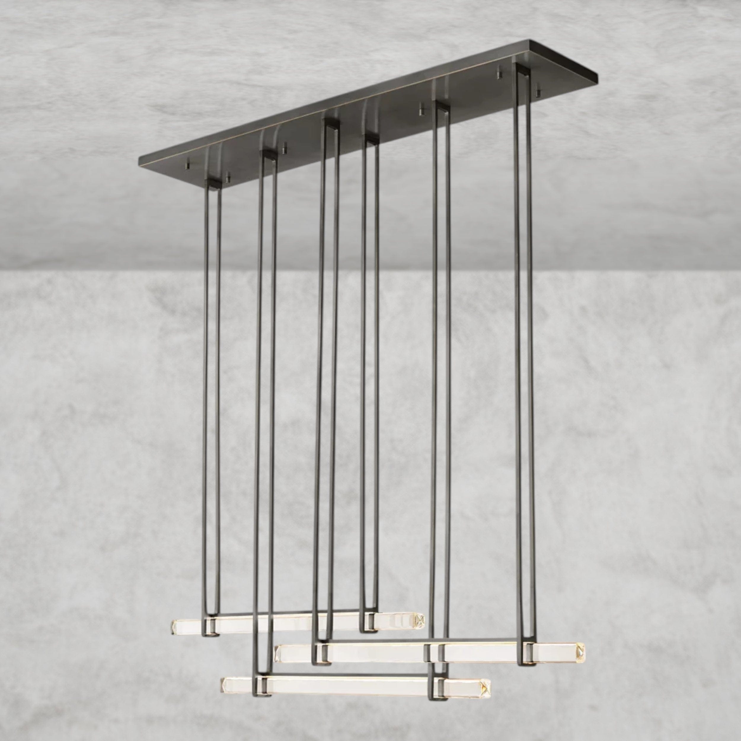 72" / Bronze Audubon Crystal Triple Bar Linear Chandelier 60", 72"