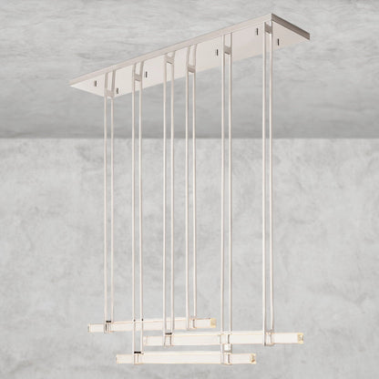 72" / Nickle Audubon Crystal Triple Bar Linear Chandelier 60", 72"
