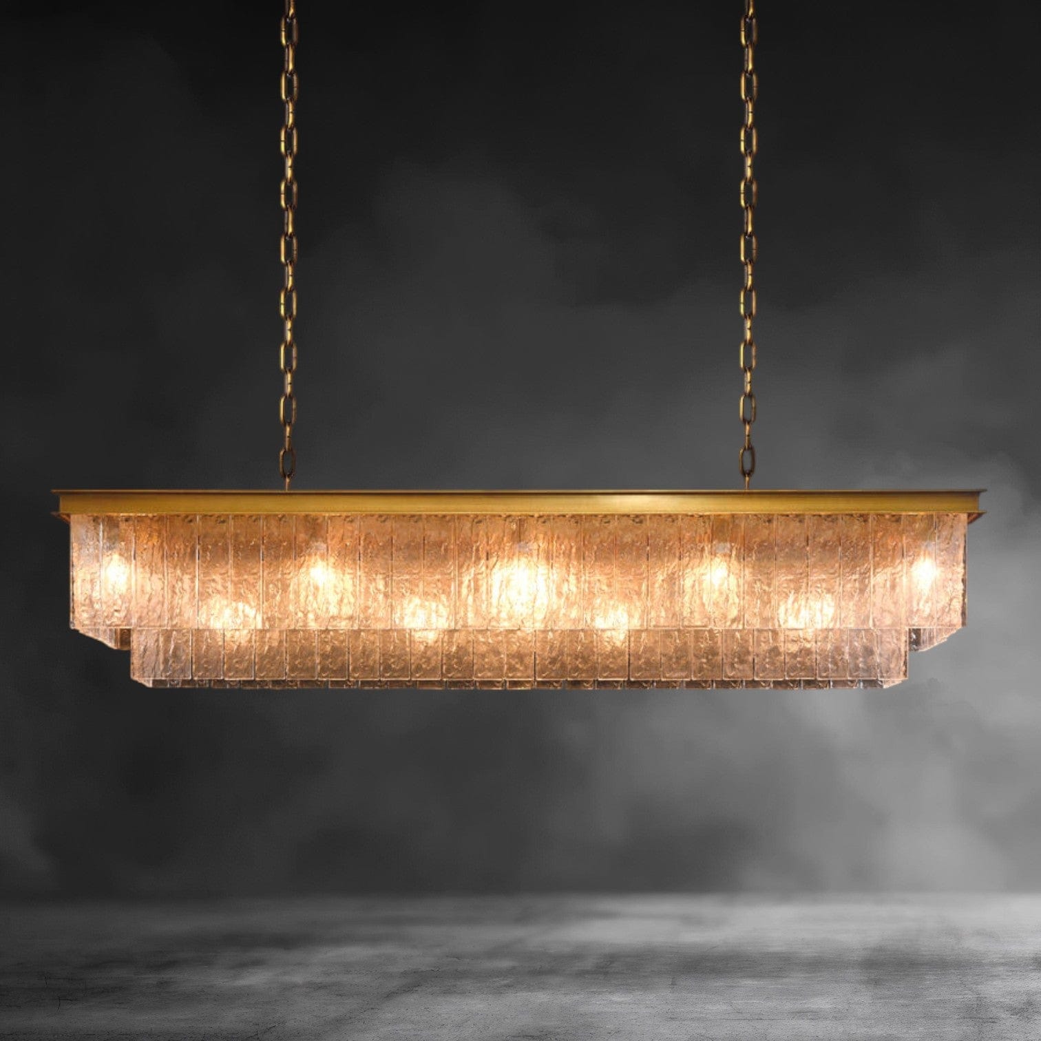 104cm/41"w Bark Rectangular Pendant