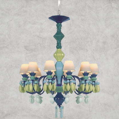 Green Belle De Nuit 12-Lights Chandelier