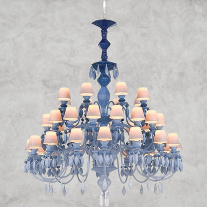 Blue Belle De Nuit 40-Lights Chandelier