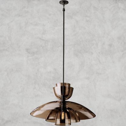 Bronze / Amber Glass Blom Cloche Grand Pendant