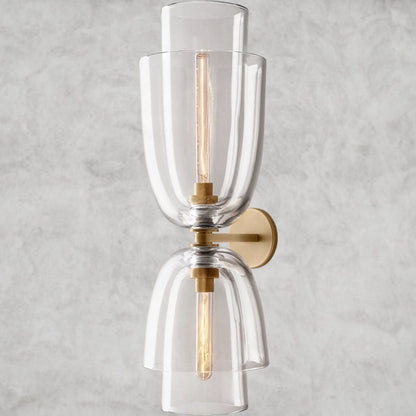 Brass / Clear Glass Blom Glass Cloche Grand Sconce