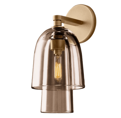 Brass / Amber Glass Blom Glass Flute Sconce