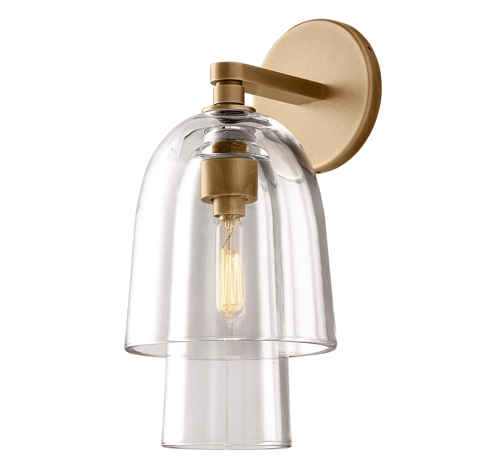 Brass / Clear Glass Blom Glass Flute Sconce