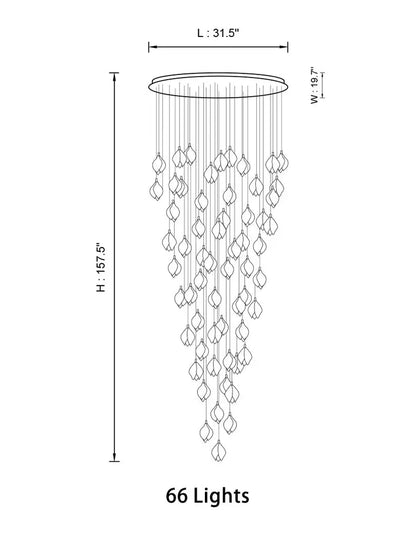 66 Lights | Ellipse style / Emitting warm white lighting Bloom Chandelier 26/ 36/ 56/ 66/ 96 Lights