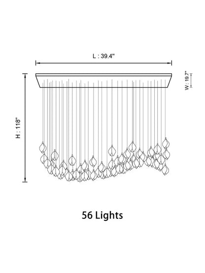 56 Lights | Waving style / Emitting warm white lighting Bloom Chandelier 26/ 36/ 56/ 66/ 96 Lights