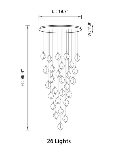 26 Lights | Ellipse style / Emitting warm white lighting Bloom Chandelier 26/ 36/ 56/ 66/ 96 Lights