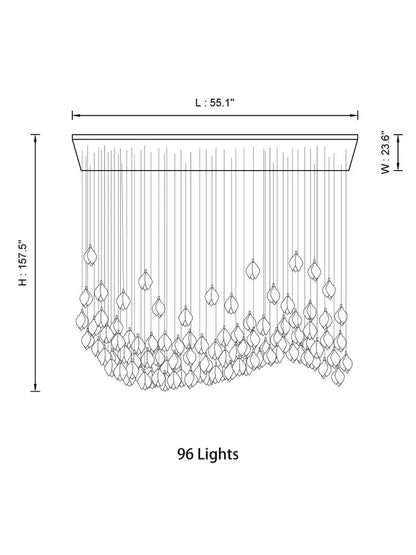 96 Lights | Waving style / Emitting warm white lighting Bloom Chandelier 26/ 36/ 56/ 66/ 96 Lights