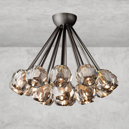 Smoke / Bronze Boule De Clear/ Smoke Cristal Flushmount 24"