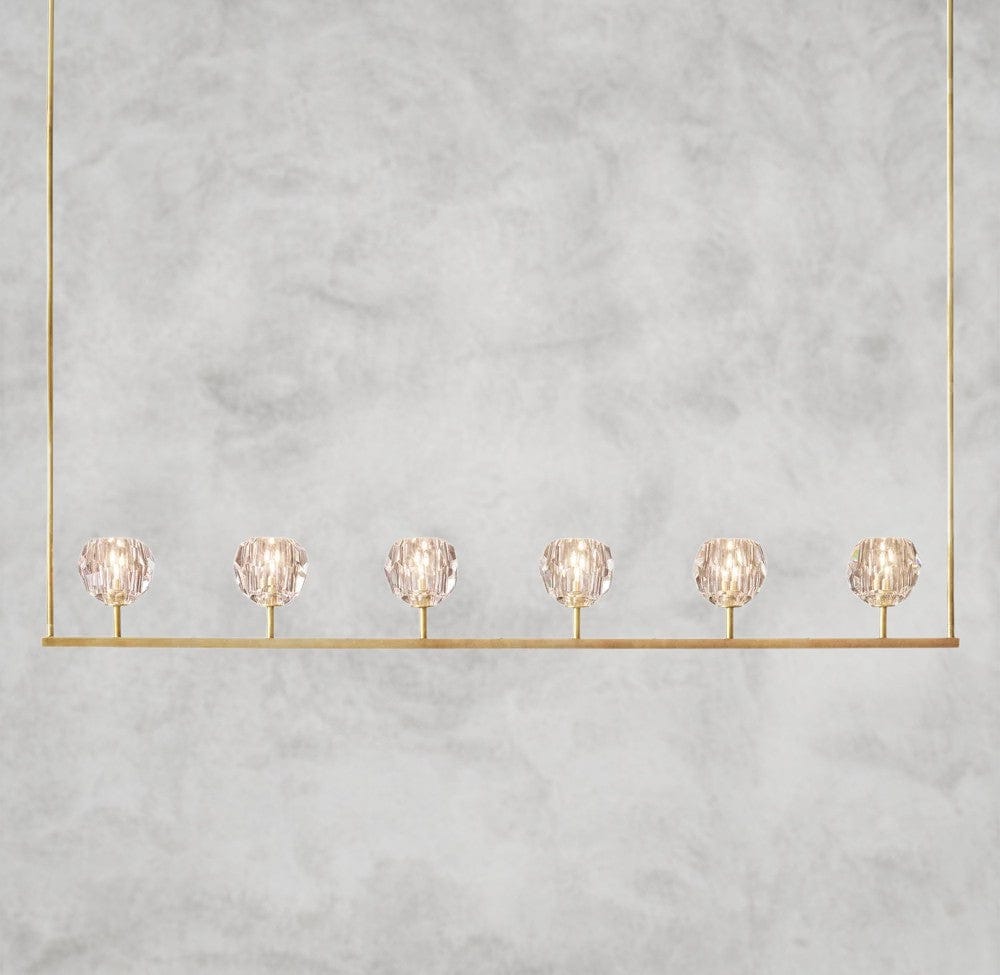 60" / Brass Boule De Cristal Clear Glass Linear Chandelier 48", 60"
