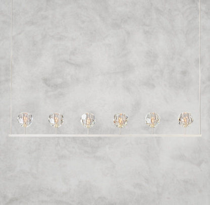 60" / Nickle Boule De Cristal Clear Glass Linear Chandelier 48", 60"