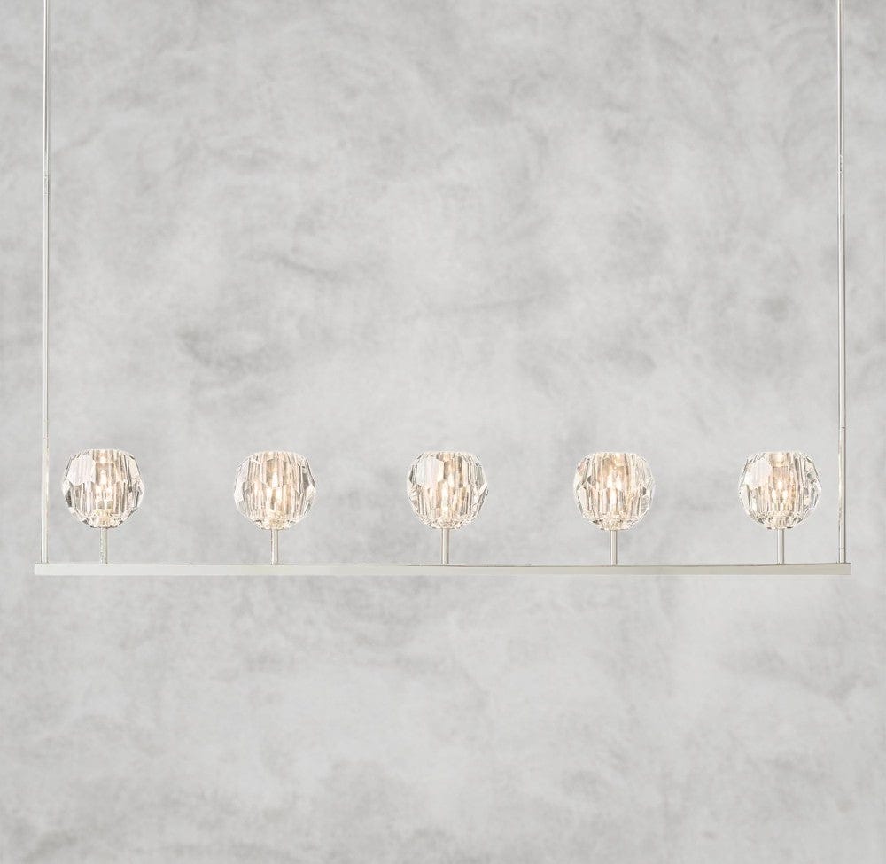 48" / Nickle Boule De Cristal Clear Glass Linear Chandelier 48", 60"