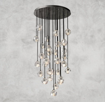 30" / Clear / Bronze Boule De Cristal Clear/ Smoke Glass Round Cluster Chandelier 14", 19", 24", 30", 40"