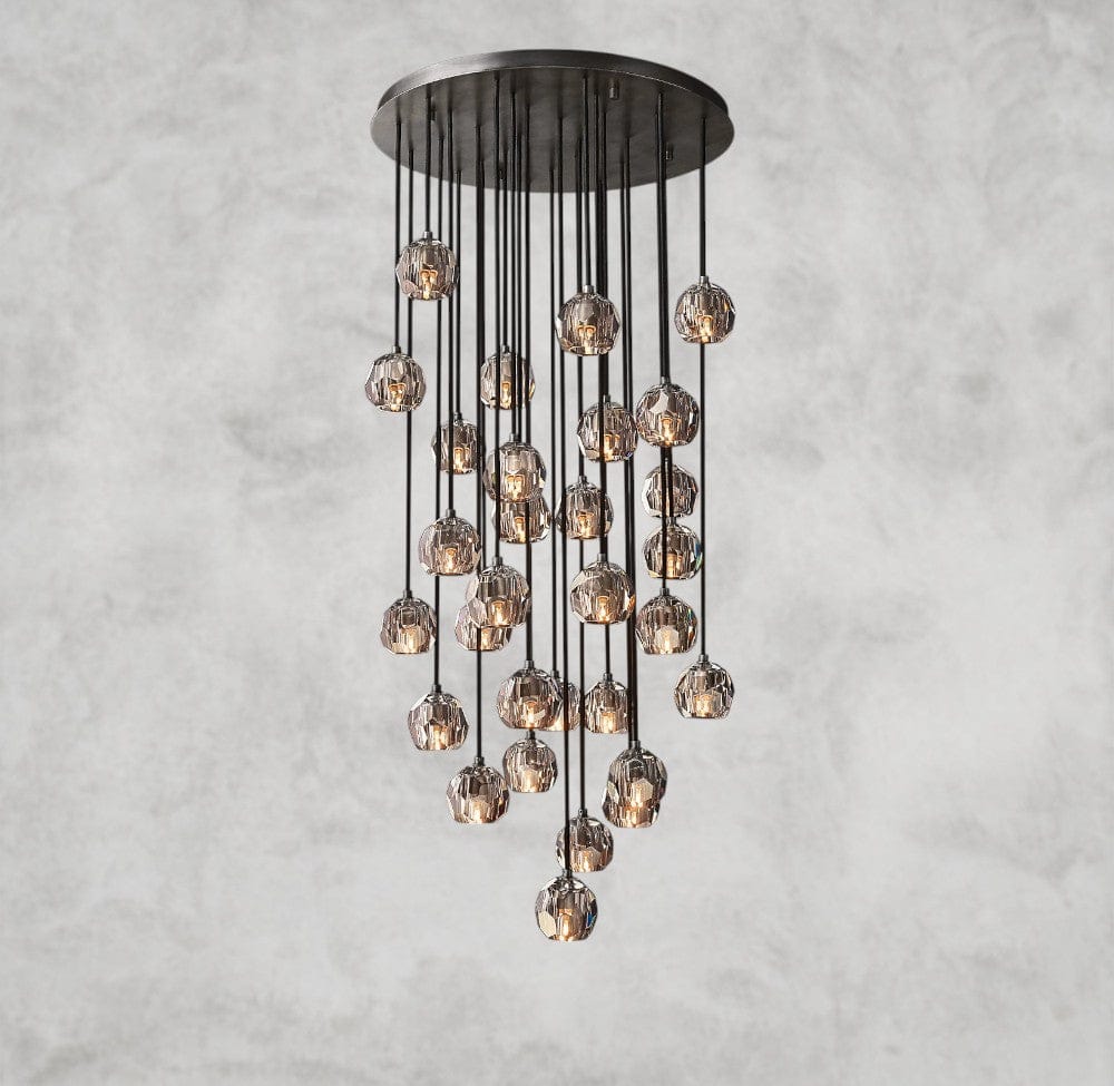 30" / Smoke / Bronze Boule De Cristal Clear/ Smoke Glass Round Cluster Chandelier 14", 19", 24", 30", 40"
