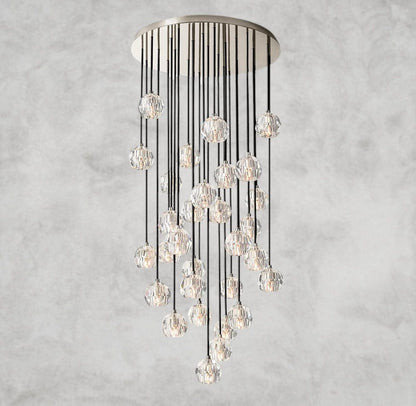 30" / Clear / Nickle Boule De Cristal Clear/ Smoke Glass Round Cluster Chandelier 14", 19", 24", 30", 40"