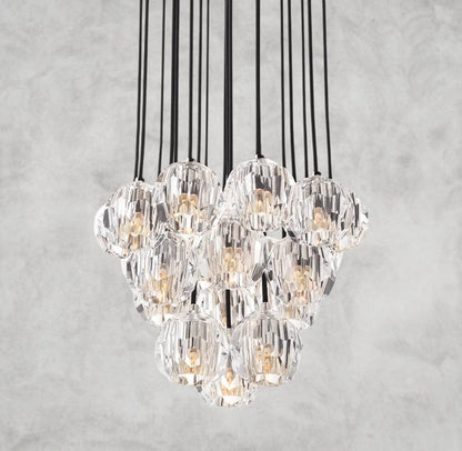 19" / Clear / Nickle Boule De Cristal Clear/ Smoke Glass Round Cluster Chandelier 14", 19", 24", 30", 40"