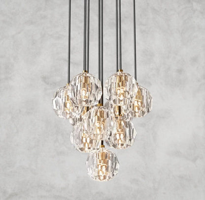 14" / Clear / Brass Boule De Cristal Clear/ Smoke Glass Round Cluster Chandelier 14", 19", 24", 30", 40"