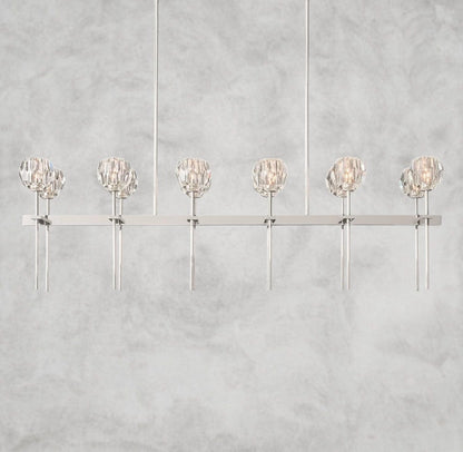 60" / Clear / Nickle Boule De Cristal Double Linear Chandelier 60"