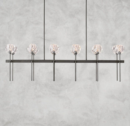 60" / Clear / Bronze Boule De Cristal Double Linear Chandelier 60"