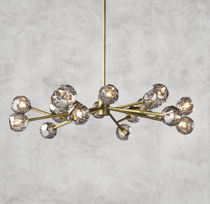 48" / Smoke / Brass Boule De Cristal Round Chandelier 24", 36", 48", 60", 72"