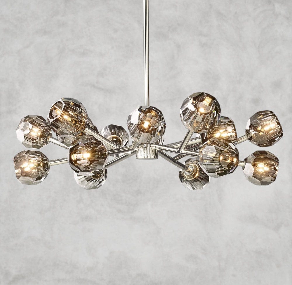 36" / Smoke / Nickle Boule De Cristal Round Chandelier 24", 36", 48", 60", 72"