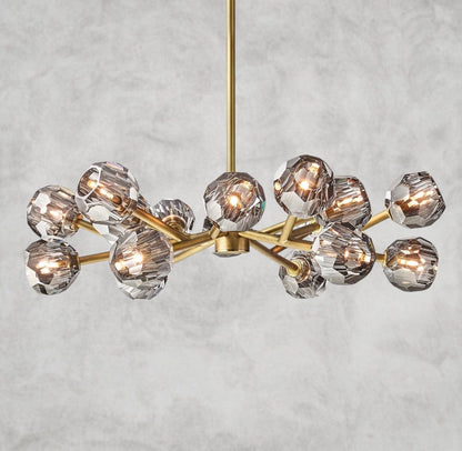 36" / Smoke / Brass Boule De Cristal Round Chandelier 24", 36", 48", 60", 72"