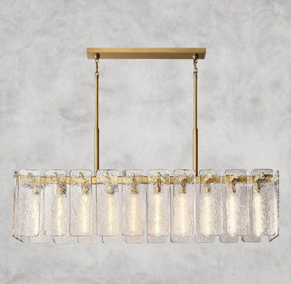 60" / Brass Calamette Glass Rectangular Chandelier 60", 72"