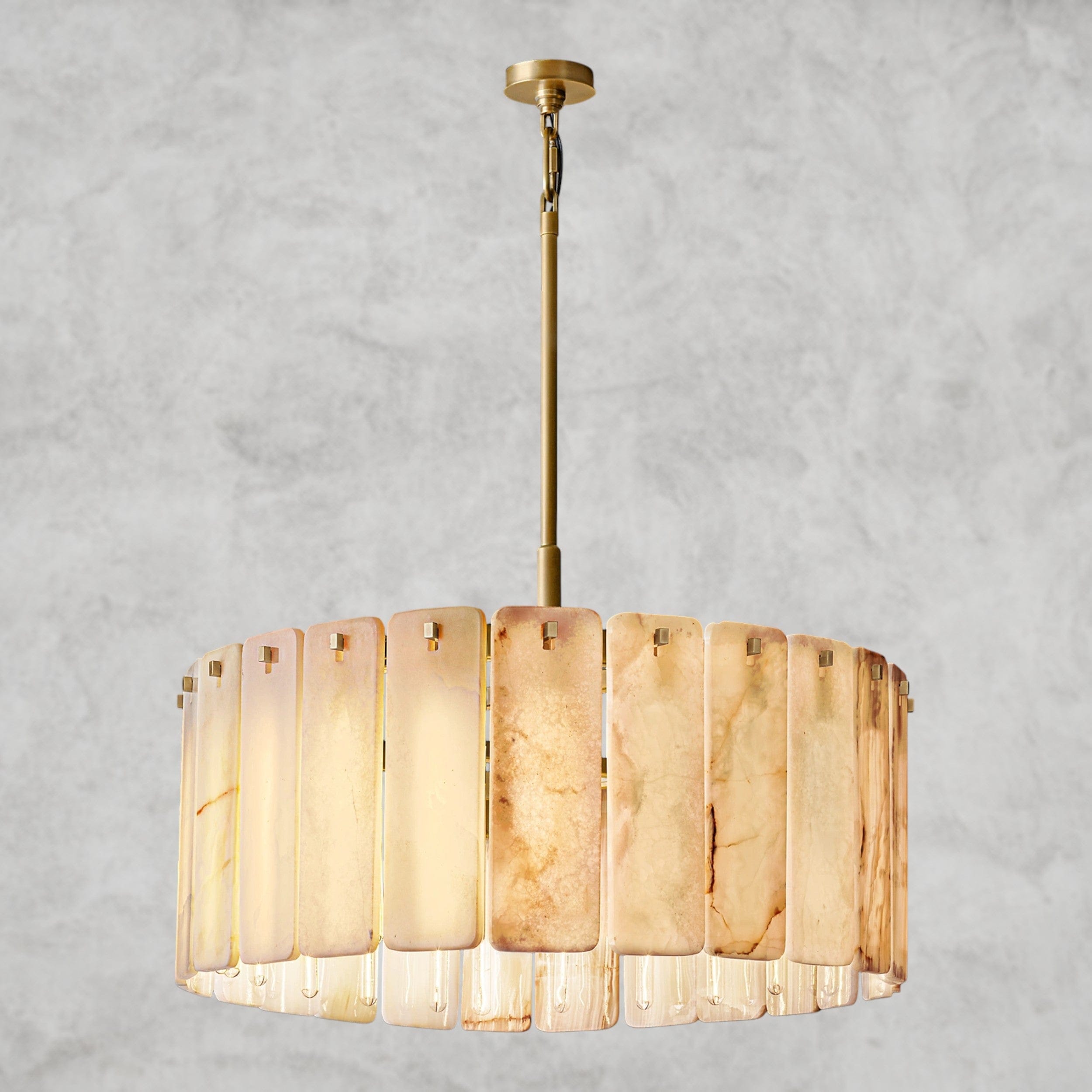 36" / Brass Calamette Onyx Round Alabaster Chandelier 36". 48", 60"