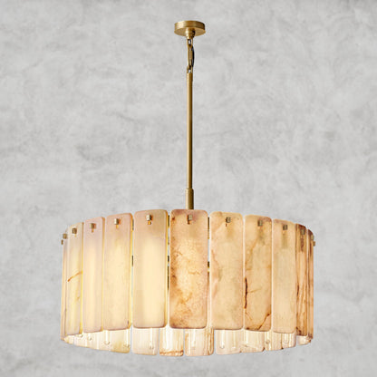 36" / Brass Calamette Onyx Round Alabaster Chandelier 36". 48", 60"