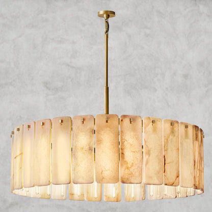 48" / Brass Calamette Onyx Round Alabaster Chandelier 36". 48", 60"