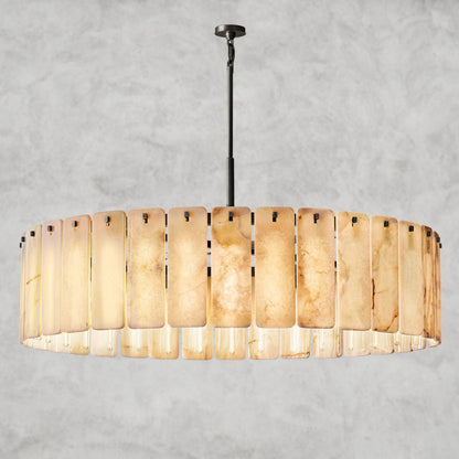 60" / Bronze Calamette Onyx Round Alabaster Chandelier 36". 48", 60"