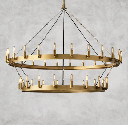 50" / Brass Camino Vintage Filament Two-Tier Chandelier 38", 50", 63", 71"
