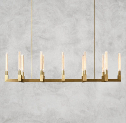 67" / Brass Cannele Linear Chandelier 55", 67"