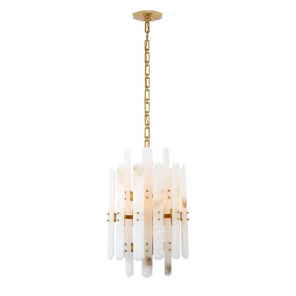 Alabaster Shield Long Pendant 12 Lights Chandelier