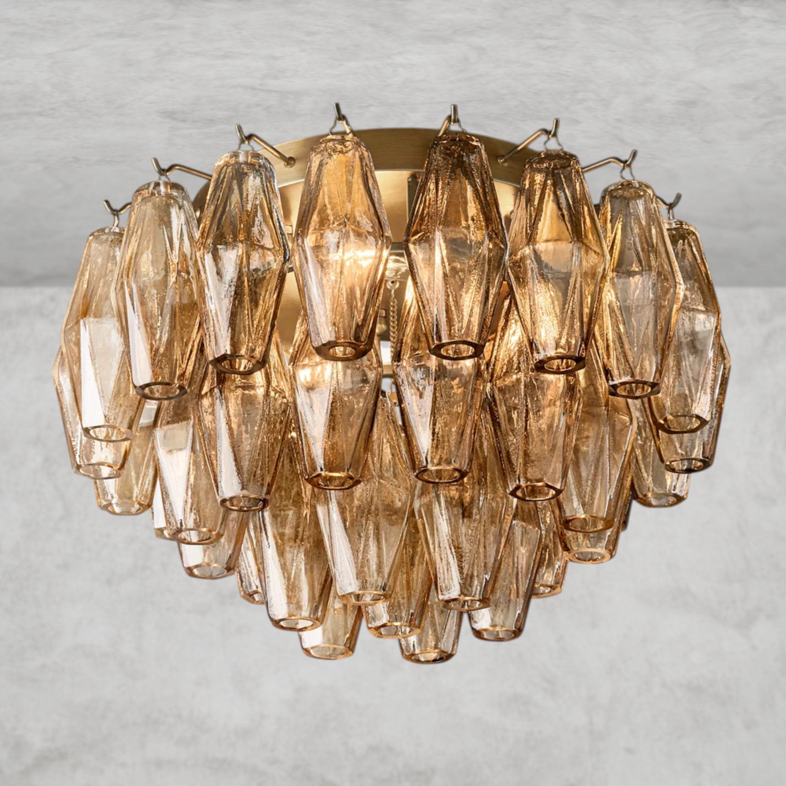 17" / Brass / Smoke Chiara Clear/ Smoke Glass Flushmount 17", 22"