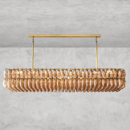 74" / Smoke / Brass CHIARA CLEAR/ SMOKE GLASS RECTANGULAR CHANDELIER 54", 74"