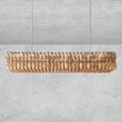 74" / Smoke / Nickle CHIARA CLEAR/ SMOKE GLASS RECTANGULAR CHANDELIER 54", 74"
