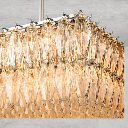 CHIARA CLEAR/ SMOKE GLASS RECTANGULAR CHANDELIER 54", 74"