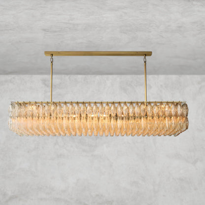 74" / Clear / Brass CHIARA CLEAR/ SMOKE GLASS RECTANGULAR CHANDELIER 54", 74"